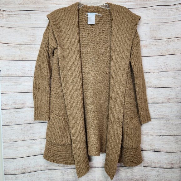 Anthropologie Kimchi Blue Camel Brown Knit Chunky Hooded Cardigan Women's XS - Picture 16 of 16